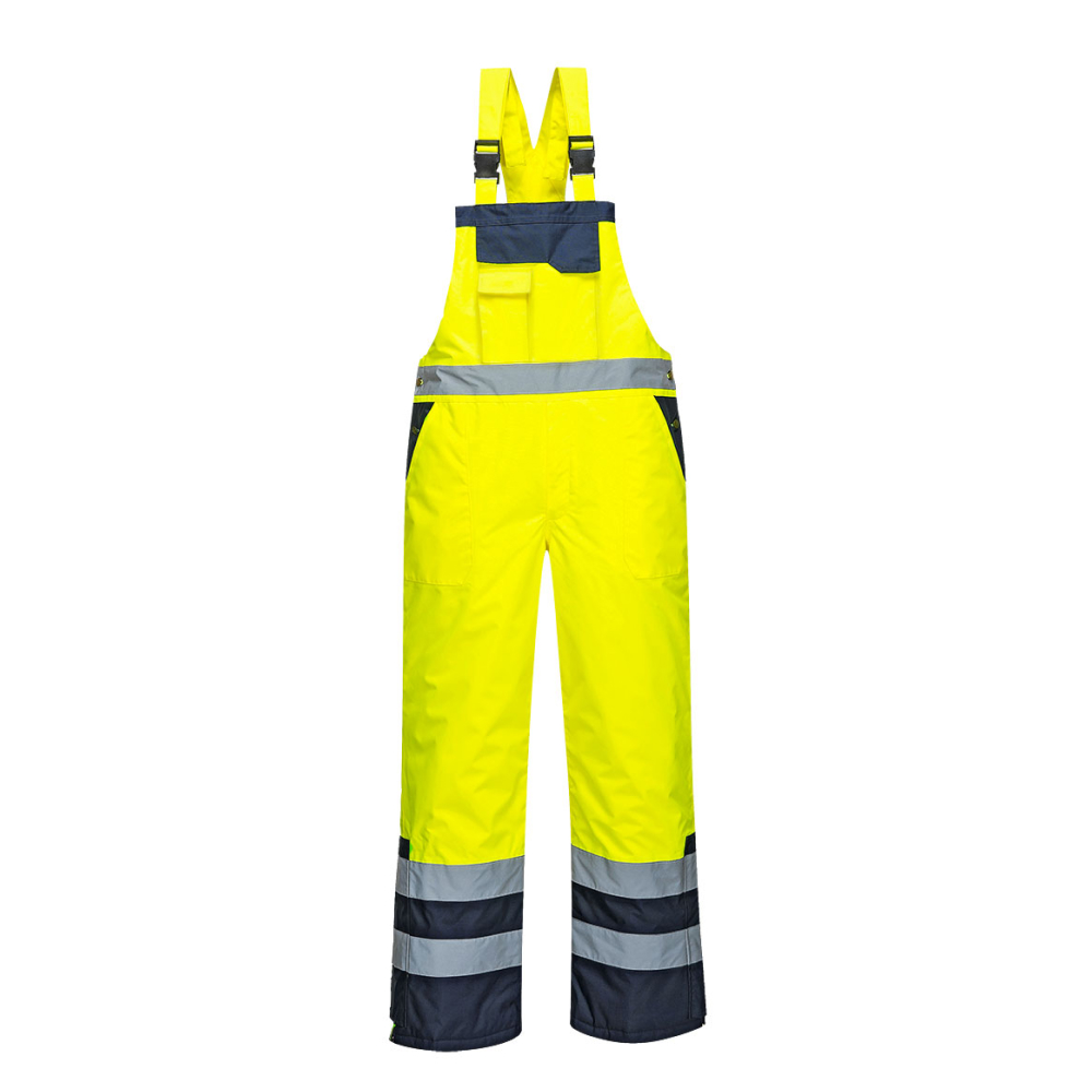 portwest lined contrast bib and brace s489